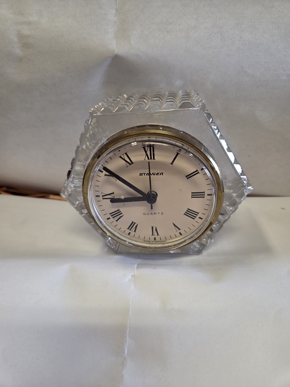Vintage Sraiger Genuine Lead Crystal Quartz Table Clock